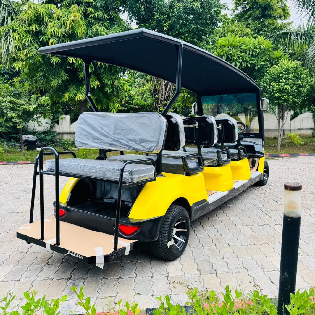 8 SEATER ELARA YELLOW GOLF CART FRONT